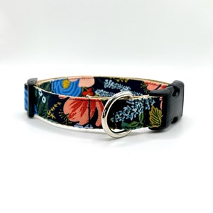 Floral Dog Collar, Wildwood Garden Party Navy