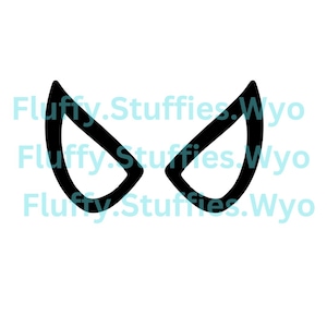May include: Black and white silhouette of a pair of eyes with a spiderweb design.