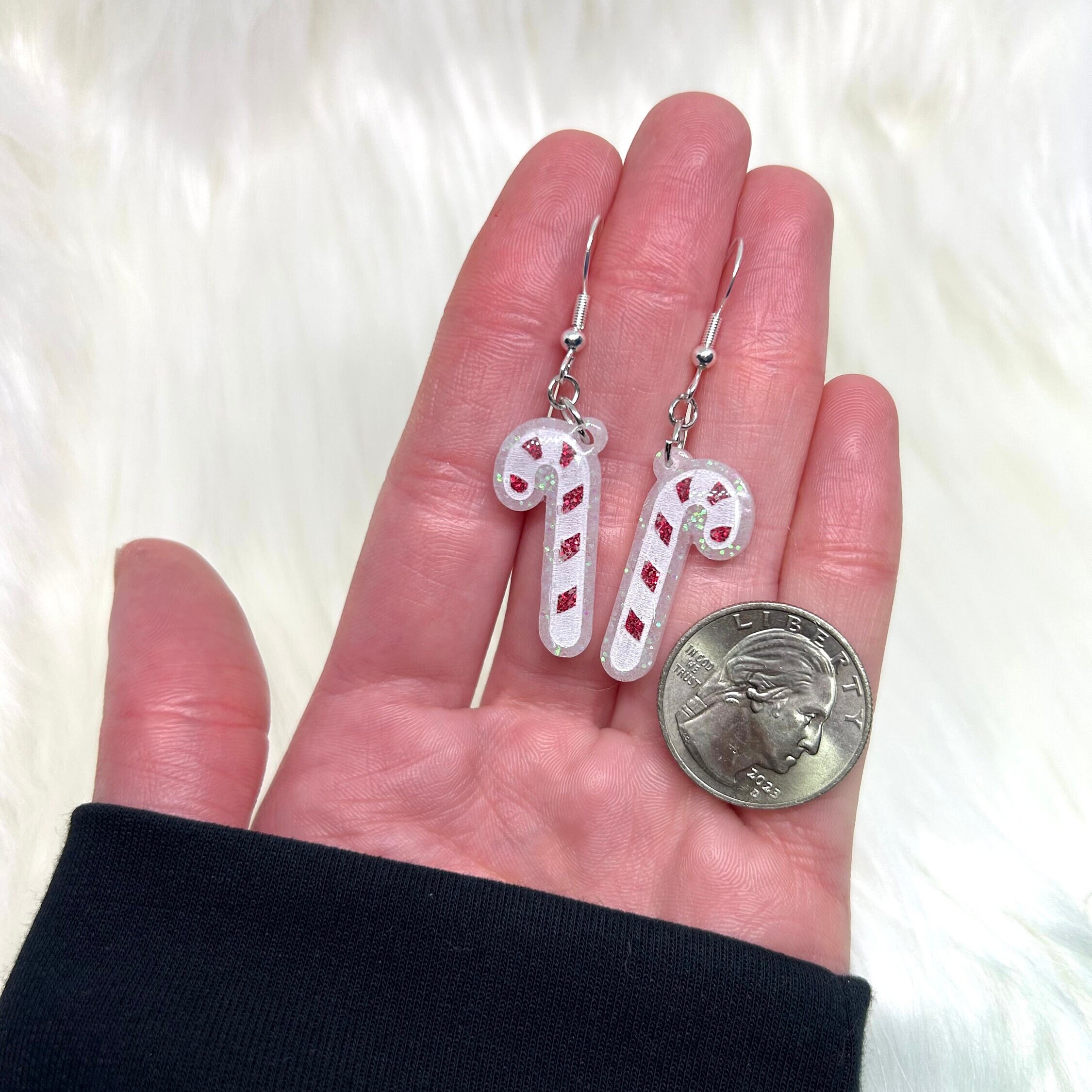 Candy Cane Earrings Candy Cane Dangle Earrings Christmas Etsy