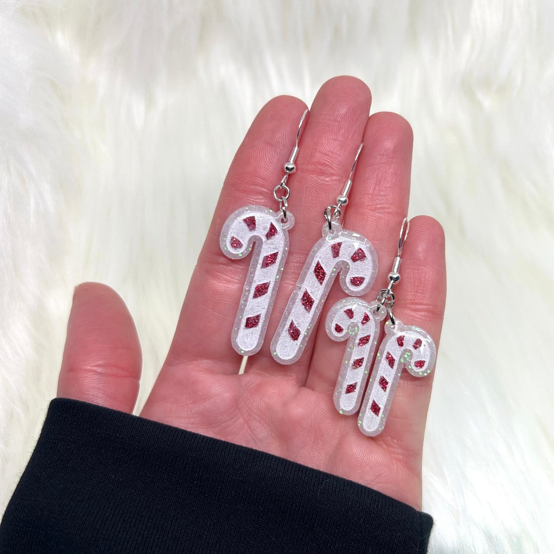 Candy Cane Earrings Candy Cane Dangle Earrings Christmas Etsy