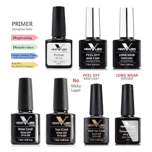 VENALISA Nail Primer, No Wipe Top, Base Coat, Matt top, Nail Gel Polish Soak Off SPECIAL OFFERS image 1