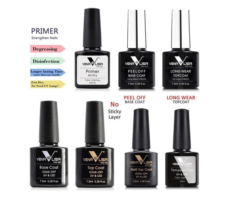 VENALISA Nail Primer, No Wipe Top, Base Coat, Matt top, Nail Gel Polish Soak Off SPECIAL OFFERS image 1