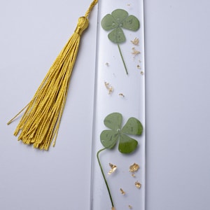 Pressed Four Leaf Clover Handmade Resin Bookmark