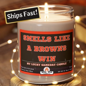 Smells Like A Browns Win Candle, Cleveland Browns Fan Gifts, Browns Fan Accessories, Cleveland Browns Gifts, Dawg Pound Playoff Bound, NFL
