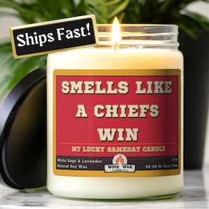 Smells Like A Chiefs Win Candle, Sports Themed Candle, Kansas City Chiefs Gifts, Chiefs Football Memorabilia