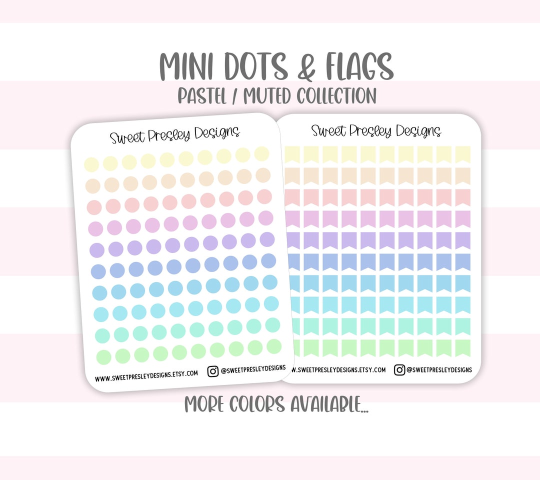 Mini Muted - Pastel Dots & Flags Planner / Journal Stickers Sweet ...