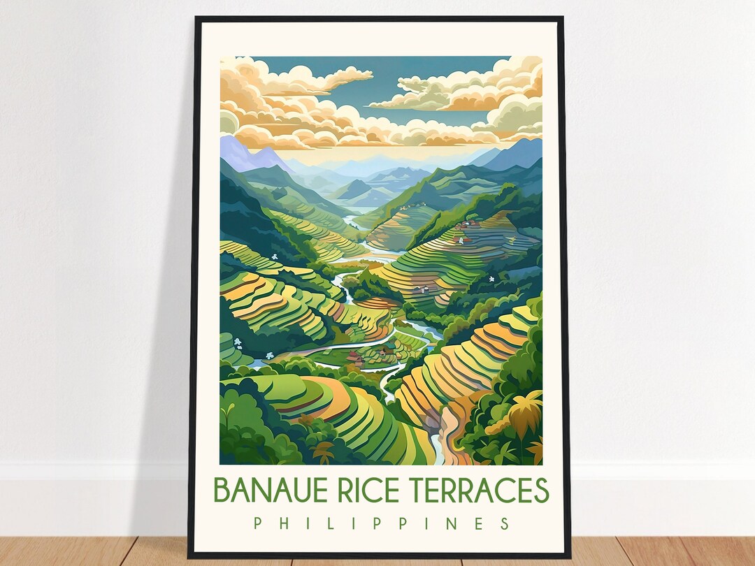 Banaue Rice Terraces Travel Poster Philippines Vintage South East Asia