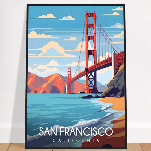 Póster de viaje de San Francisco, puente Golden Gate, California, EE. UU., arte de pared Vintage, decoración del hogar, impresión artística, dormitorio, sala de estar, regalo