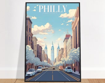 Philadelphia Travel Poster 'Philly' Pennsylvania USA Vintage Wall Art Home Decor Art Print Bedroom Living Room Gift
