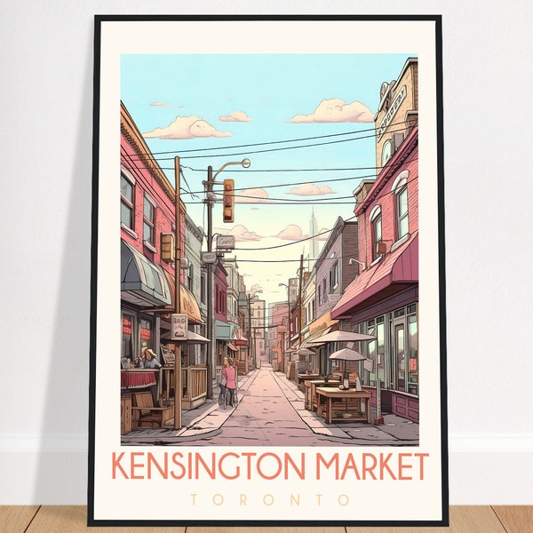 Kensington Market Travel Poster Toronto Ontario Vintage Canada Wall Art Home Decor Art Print Bedroom Gift Framed