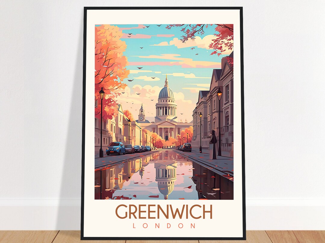 Greenwich Travel Poster London England Vintage British Wall Art Home