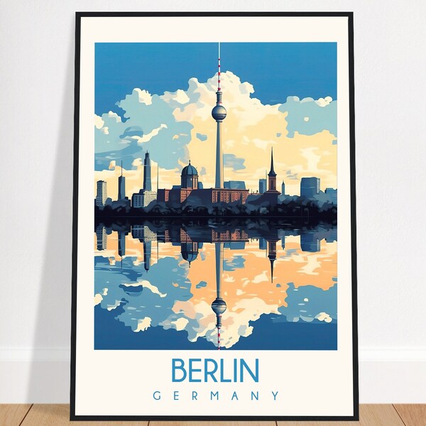 Berlin Travel Poster Fernsehturm Germany Europe Vintage Germany Wall Art Berlin Home Decor Art Print Bedroom Living Room Gift