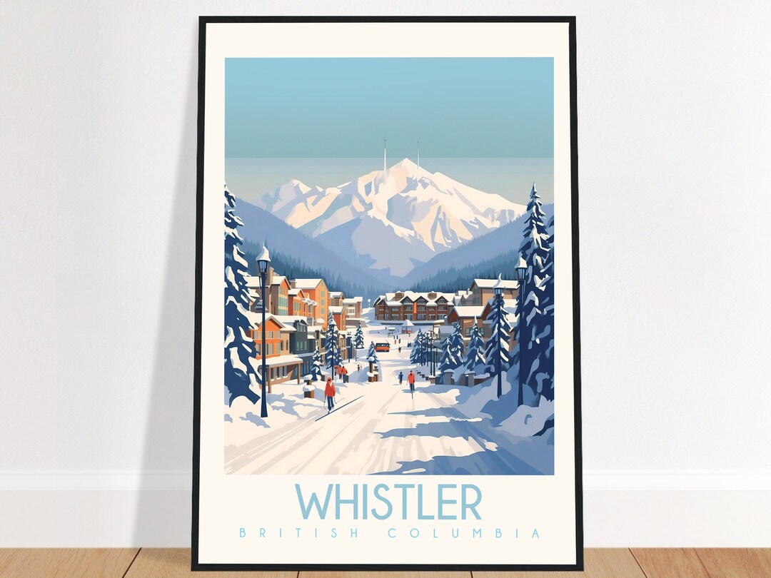 Whistler Travel Poster British Columbia Vintage Canada Wall Art Ski