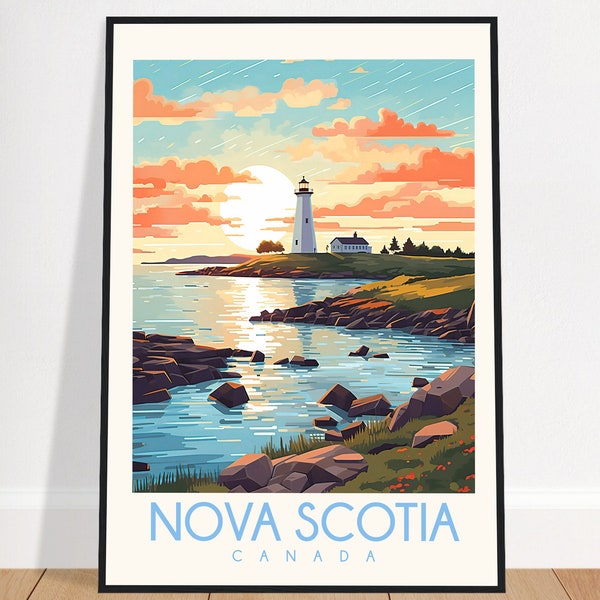 Nova Scotia Travel Poster Canada Province Vintage Wall Art Lighthouse Home Decor Art Print  Bedroom Gift Framed