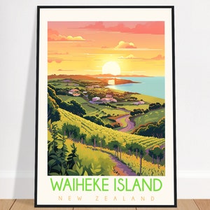 Waiheke Island Travel Poster Auckland Vintage New Zealand Wall Art Home Decor Art Print Bedroom Gift Framed