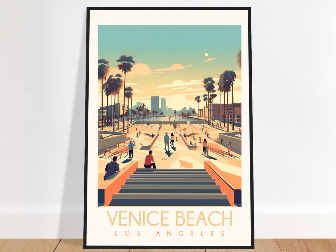 Venice Beach Travel Poster Skate Park Los Angeles Vintage California
