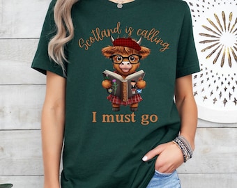 Highland Cow, Scotland is Calling, Vacation Shirt, Scottish Heritage Shirt, Travel Scotland, Scotland Coo Cow Gift, Scottish Cow, Fluffy Cow