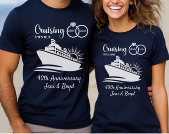 Personalized Anniversary Cruise Shirt, Couples Matching Cruise Tshirt, Custom Cruising Shirt, Friends Anniversary Gift, Husband and Wife Tee