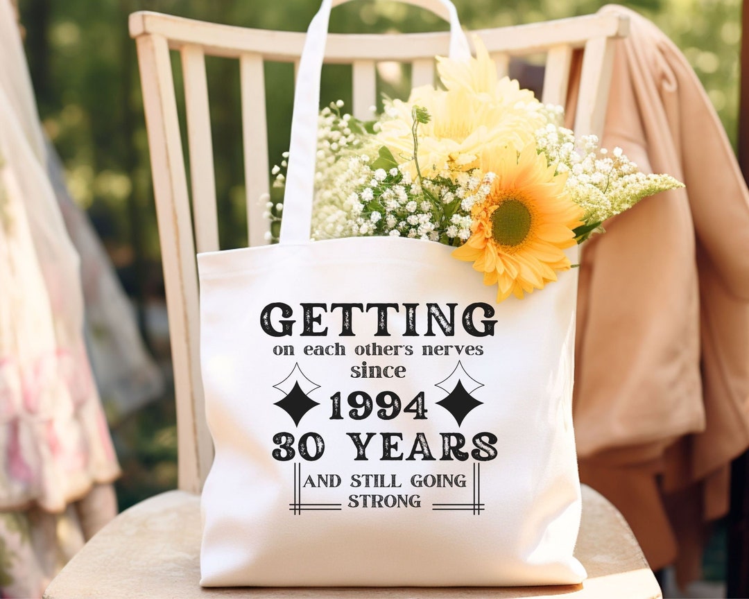 Personalized Anniversary Tote Bag, Custom Wedding Anniversary Tote