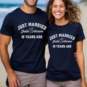 Just Married Anniversary Shirt for Couple, Custom Name Anniversary Tee, Personalized Anniversary Gift for Friends, Funny Anniversary Shirts