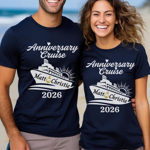Custom Anniversary Cruise Shirt, Personalized Matching Shirts for Couples, Anniversary Vacation Gift, Husband and Wife Cruise Tees