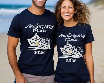 Custom Anniversary Cruise Shirt, Personalized Matching Shirts for Couples, Anniversary Vacation Gift, Husband and Wife Cruise Tees