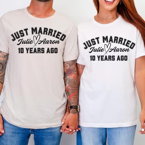 Just Married Anniversary Shirt for Couple, Custom Name Anniversary Tee, Personalized Anniversary Gift for Friends, Funny Anniversary Shirts