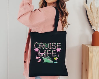 "I Love It When We're Cruisin' Together" Canvas Tote Bag - Cruise Ship Design, Reusable Grocery Bag For Women
