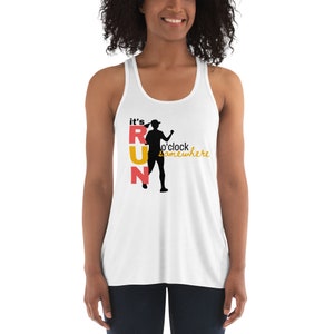 Women&#39;s &quot;Run o&#39;clock&quot; Flowy Racerback Tank; Running Tshirt; Women&#39;s Running Shirt; Gift for Runners; Running Shirt; Running Tanktop