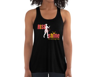 Damlinne med "Rise & Shine"-motiv och brottarrygg; Löpar-T-shirt; Löparskjorta för dam; Gåva till löpare; Löparskjorta; Löparlinne
