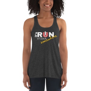 Women&#39;s &quot;Run o&#39;clock&quot; Flowy Racerback Tank; Running Tshirt; Women&#39;s Running Shirt; Gift for Runners; Running Shirt; Running Tanktop