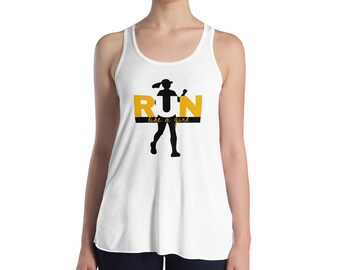 Damlinne med "Run like a Girl"-motiv och brottarrygg; Löpar-T-shirt; Damlöpartröja; Present till löpare; Löpartröja; Löparlinne