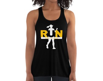 Damlinne med "Run like a Girl"-motiv och brottarrygg; Löpar-T-shirt; Damlöpartröja; Present till löpare; Löpartröja; Löparlinne;