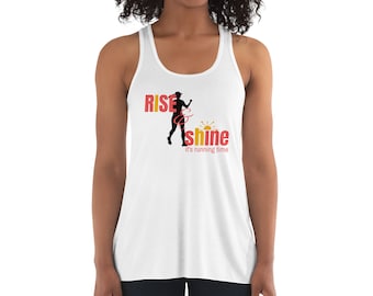 Damlinne med "Rise & Shine"-motiv och brottarrygg; Löpar-T-shirt; Löparskjorta för dam; Gåva till löpare; Löparskjorta; Löparlinne