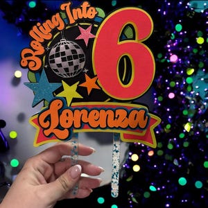 Custom Neon Roller Skate Cake Topper: Disco Birthday Party Decoration