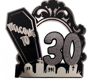 RIP Twenties Cake Topper • Gothic 30th Birthday Party Decoration