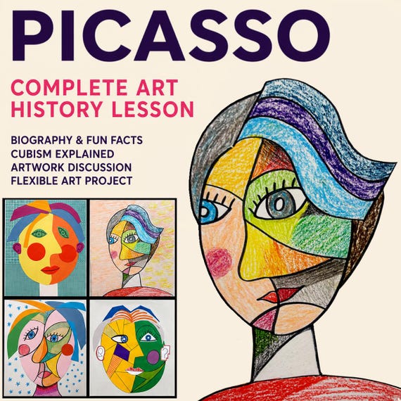 Picasso Art Lesson for Kids: Cubism Projects & Templates (PDF Download)
