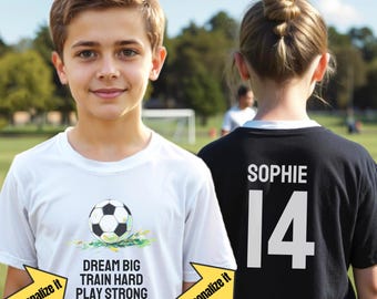 Personalized Kids Soccer T-Shirt: Custom Name & Number, Sports Tee