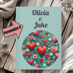 Personalized Couples Journal: Whimsical Roses & Hearts Design