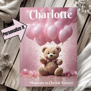 Journal personnalisé pour bébé fille, cadeau de shower de bébé, livre d&#39;or, souvenir pour les nouvelles mamans, livre de souvenirs de bébé rose pour les étapes importantes ou les souhaits