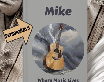 Personalized Guitar Journal: Moody Acoustic Art, Gift for Musicians