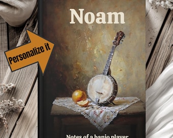Personalized Banjo Player Journal: Rustic Oil Painting, Music Notes