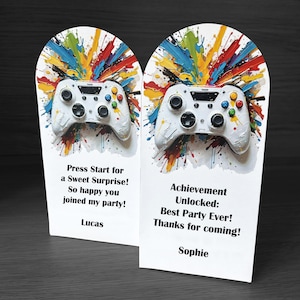 Personalized Editable Gaming Party Favor Bag Template Printable Video Game Treat Box for Kids Birthday Instant Download Custom Gift Bag