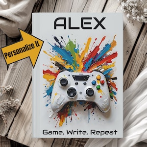 Personalized Gamer Journal Gaming Notebook with Colorful Controller Art Video Game Diary for Kids Teens Adults Gift for Gamers