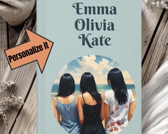 Personalized Friendship Journal for Three Best Friends Black Hair Custom Notebook Cute Design Perfect Diary Gift for Women Teens and BFFs