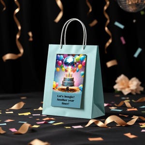 Personalized Party Favor Bag Labels with EDITABLE Text Disco Themed Birthday Customizable Goodie Bag Template Instant Download Printable