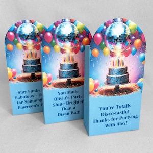 Personalized Party Favor Bag with EDITABLE Text Disco Themed Birthday Party Customizable Goodie Bag Template Instant Download Printable