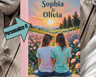 Personalized Friendship Journal: Sunset Flower Garden Art, BFF Gift