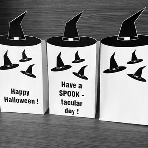 Editable Halloween Favor Bag Printable Treat Box Template Party Favors Classroom Trick or Treat Gift Instant Download Witch Hat Goodie Bag