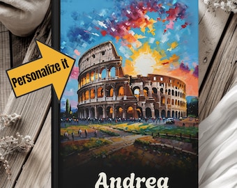 Carnet de voyage personnalisé en Italie : oeuvre d'art du Colisée à Rome